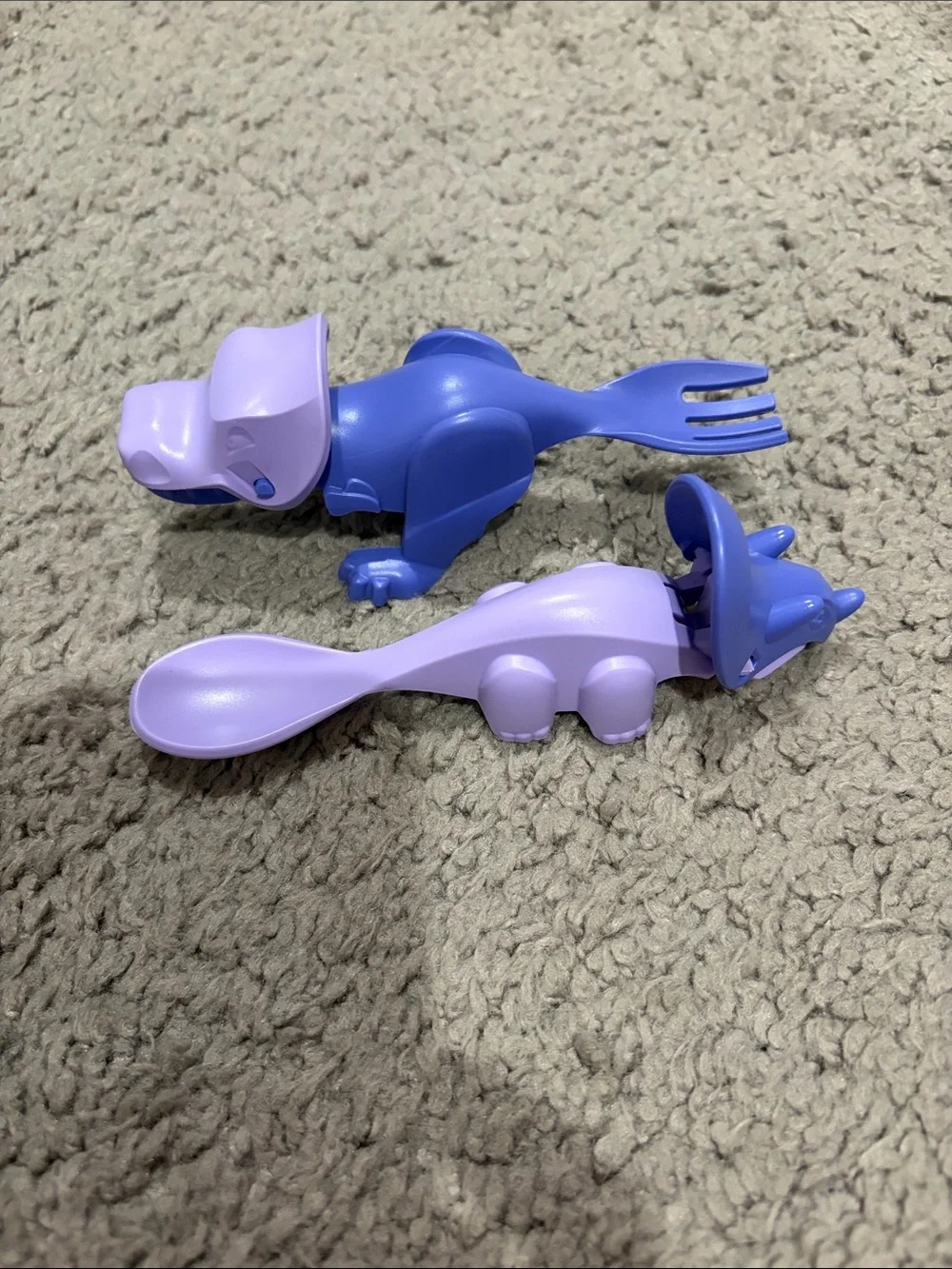 Purple & Blue Dino Spoon and Fork Set - Kids Eating Utensils